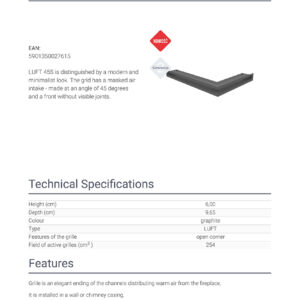 Alternative view of KRATKI ΠΕΡΣΙΔΑ LUFT/NL/6/40/45S/G 40X60X6CM ΓΡΑΦΙΤΗΣ ΑΡΙΣΤΕΡΗ ΓΩΝΙΑ