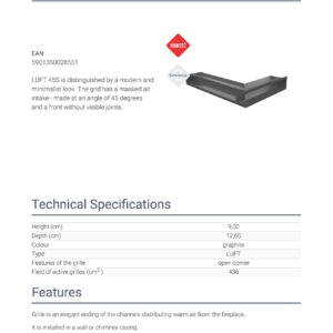 Alternative view of KRATKI ΠΕΡΣΙΔΑ LUFT/NL/9/40/45S/G 40X60X9CM ΓΡΑΦΙΤΗΣ ΑΡΙΣΤΕΡΗ ΓΩΝΙΑ
