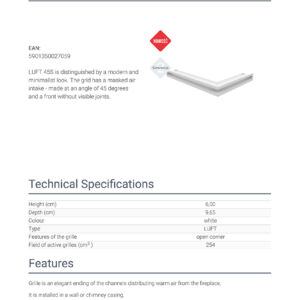 Alternative view of KRATKI ΠΕΡΣΙΔΑ LUFT/NL/6/40/45S/B 40X60X6CM ΛΕΥΚΗ ΑΡΙΣΤΕΡΗ ΓΩΝΙΑ