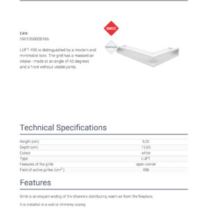 Alternative view of KRATKI ΠΕΡΣΙΔΑ LUFT/NL/9/40/45S/B 40X60X9CM ΛΕΥΚΗ ΑΡΙΣΤΕΡΗ ΓΩΝΙΑ