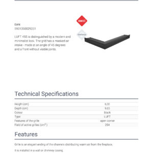 Alternative view of KRATKI ΠΕΡΣΙΔΑ LUFT/NP/6/40/45S/C 40X60X6CM ΜΑΥΡΗ ΔΕΞΙΑ ΓΩΝΙΑ
