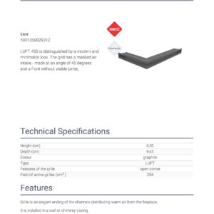 Alternative view of KRATKI ΠΕΡΣΙΔΑ LUFT/NP/6/40/45S/G 40X60X6CM ΓΡΑΦΙΤΗΣ ΔΕΞΙΑ ΓΩΝΙΑ