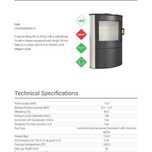 Alternative view of KRATKI KOZA/AB/S/2/KAFEL/KREM 10KW / 70-90m2 ΕΝΕΡΓΕΙΑΚΗ ΣΟΜΠΑ ΞΥΛΟΥ ΑΠΟ ΧΑΛΥΒΑ ΜΕ ΕΠΕΝΔΥΣΗ ΑΠΟ ΛΕΥΚΑ ΚΕΡΑΜΙΚΑ