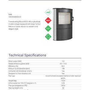 Alternative view of KRATKI KOZA/AB/S/2/KAFEL/BIALA 10KW / 70-90m2 ΕΝΕΡΓΕΙΑΚΗ ΣΟΜΠΑ ΞΥΛΟΥ ΑΠΟ ΧΑΛΥΒΑ ΜΕ ΕΠΕΝΔΥΣΗ ΑΠΟ ΛΕΥΚΑ ΚΕΡΑΜΙΚΑ