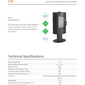 Alternative view of KRATKI KOZA/AB/S/N/O/DR/KAFEL/BLACK 8KW / 50-70m2 ΠΕΡΙΣΤΡΕΦΟΜΕΝΗ ΕΝΕΡΓΕΙΑΚΗ ΣΟΜΠΑ ΑΠΟ ΧΑΛΥΒΑ ΜΕ ΕΞΩΤΕΡΙΚΗ ΕΠΕΝΔΥΣΗ ΑΠΟ ΜΑΥΡΟ ΚΕΡΑΜΙΚΟ