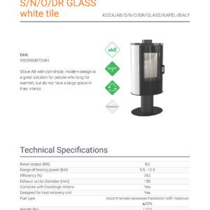 Alternative view of KRATKI KOZA/AB/S/N/O/DR/GLASS/KAFEL/BIALY 8KW / 50-70m2 ΠΕΡΙΣΤΡΕΦΟΜΕΝΗ ΕΝΕΡΓΕΙΑΚΗ ΣΟΜΠΑ ΑΠΟ ΧΑΛΥΒΑ ΜΕ ΕΞΩΤΕΡΙΚΗ ΕΠΕΝΔΥΣΗ ΑΠΟ ΛΕΥΚΟ ΚΕΡΑΜΙΚΟ ΚΑΙ ΦΙΜΕ ΤΖΑΜΙ