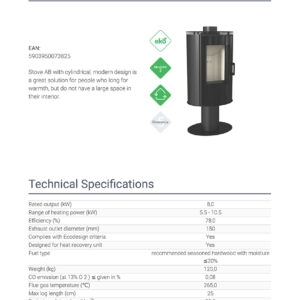 Alternative view of KRATKI KOZA/AB/S/N/O/DR/GLASS 8KW / 50-70m2 ΠΕΡΙΣΤΡΕΦΟΜΕΝΗ ΕΝΕΡΓΕΙΑΚΗ ΣΟΜΠΑ ΑΠΟ ΧΑΛΥΒΑ ΜΕ ΕΣΩΤΕΡΙΚΗ ΕΠΕΝΔΥΣΗ ACUMOTTE ΚΑΙ ΦΙΜΕ ΤΖΑΜΙ