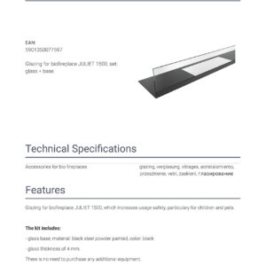 Alternative view of KRATKI JULIET/1500/SZYBA ΠΡΟΣΤΑΤΕΥΤΙΚΟ ΤΖΑΜΙ ΕΣΤΙΑΣ ΒΙΟΑΙΘΑΝΟΛΗΣ JULIET/1500/TUV