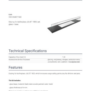 Alternative view of KRATKI JULIET/1800/SZYBA ΠΡΟΣΤΑΤΕΥΤΙΚΟ ΤΖΑΜΙ ΕΣΤΙΑΣ ΒΙΟΑΙΘΑΝΟΛΗΣ JULIET/1800/TUV
