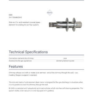 Alternative view of KRATKI TP/130/200/BI-GAS ΟΜΟΑΞΟΝΙΚΟ ΟΡΙΖΟΝΤΙΟ ΚΑΠΕΛΟ ΓΙΑ ΦΥΣΙΚΟ ΑΕΡΙΟ - ΓΚΑΖΙ Φ130/200