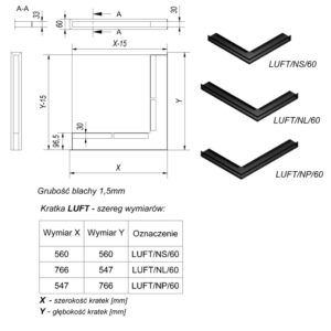 Alternative view of KRATKI ΠΕΡΣΙΔΑ LUFT/NP/60/45S/G 54,7Χ76,6X6CM ΓΡΑΦΙΤΗΣ ΔΕΞΙΑ ΓΩΝΙΑ