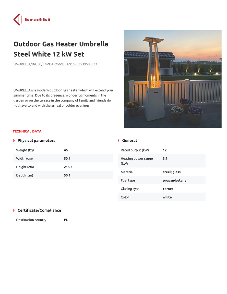 KRATKI UMBRELLA/B/G30/37MBAR/S/ZE ΣΟΜΠΑ ΘΕΡΜΑΣΤΡΑ ΥΓΡΑΕΡΙΟΥ 12KW ΛΕΥΚΗ - Image 3