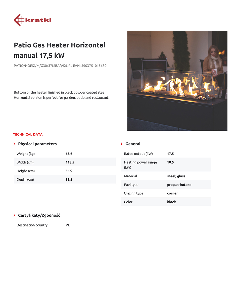 KRATKI PATIO/HORIZ/M/G30/37MBAR/S 17,5KW ΣΟΜΠΑ ΘΕΡΜΑΣΤΡΑ ΥΓΡΑΕΡΙΟΥ - Image 2