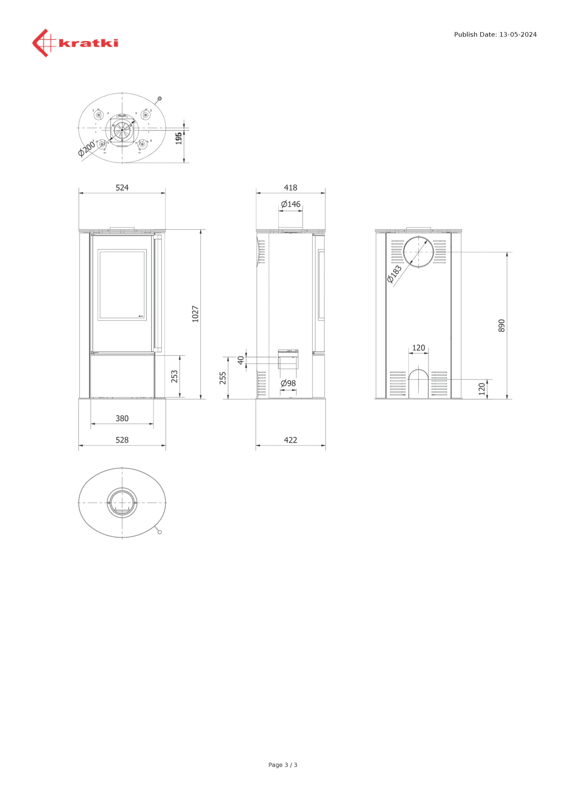 KRATKI ERIK 5,5KW (40-60M2) ΕΝΕΡΓΕΙΑΚΗ ΣΟΜΠΑ ΞΥΛΟΥ ΑΠΟ ΧΑΛΥΒΑ ΜΕ ΛΕΥΚΑ ΚΕΡΑΜΙΚΑ TERMOTEC - Image 3