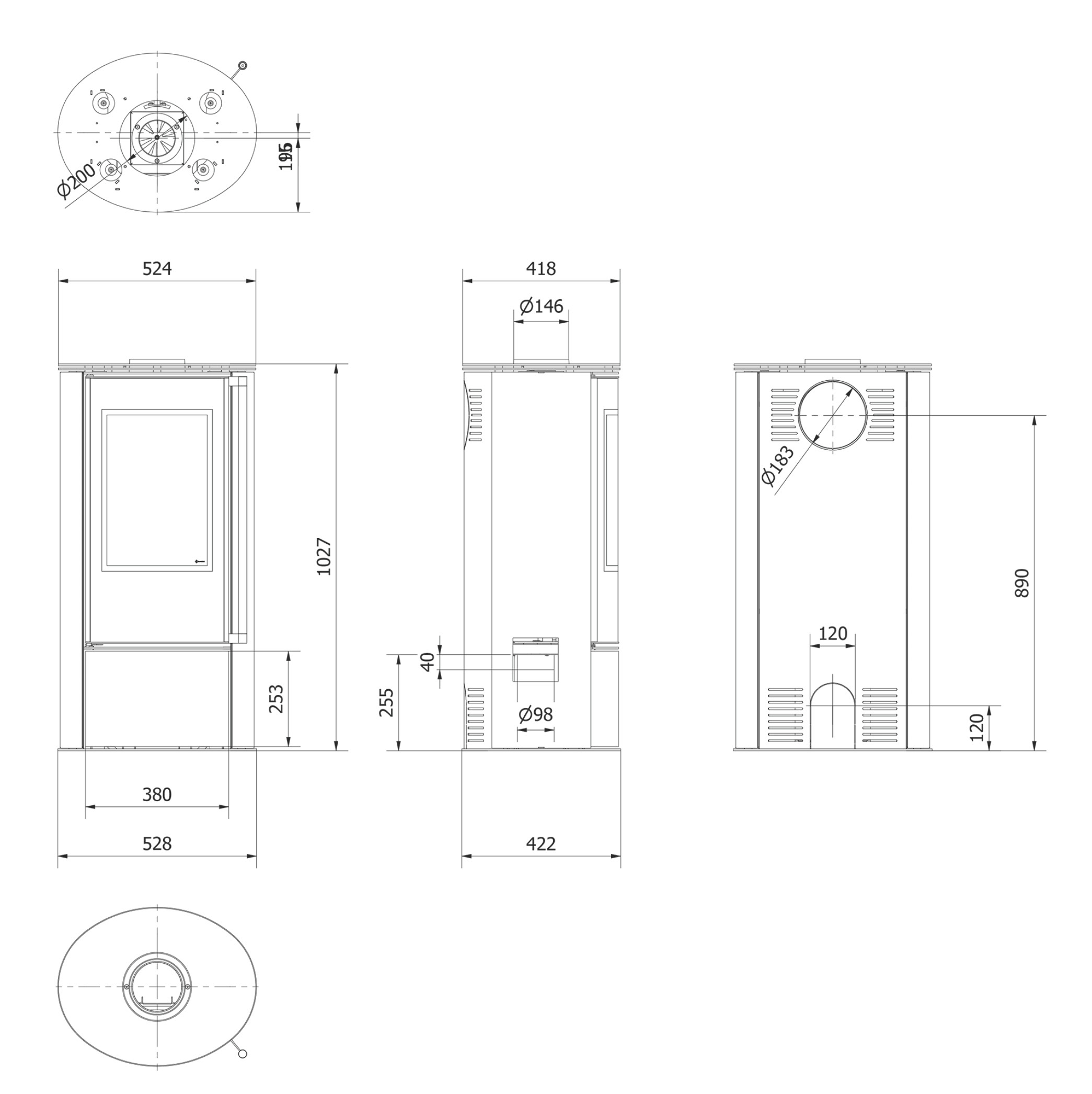 KRATKI ERIK/BLACK 5,5KW (40-60M2) ΕΝΕΡΓΕΙΑΚΗ ΣΟΜΠΑ ΞΥΛΟΥ ΑΠΟ ΧΑΛΥΒΑ ΜΕ ΜΑΥΡΑ ΚΕΡΑΜΙΚΑ TERMOTEC - Image 2