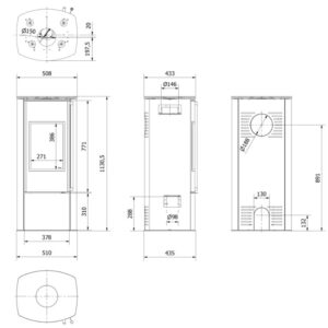 Alternative view of KRATKI KOZA/AB/ENYO/R/BLACK 5,5KW ECODESIGN (40-60M2) ΕΝΕΡΓΕΙΑΚΗ ΣΟΜΠΑ ΞΥΛΟΥ ΑΠΟ ΧΑΛΥΒΑ ΜΕ ΜΑΥΡΑ ΚΕΡΑΜΙΚΑ TERMOTEC
