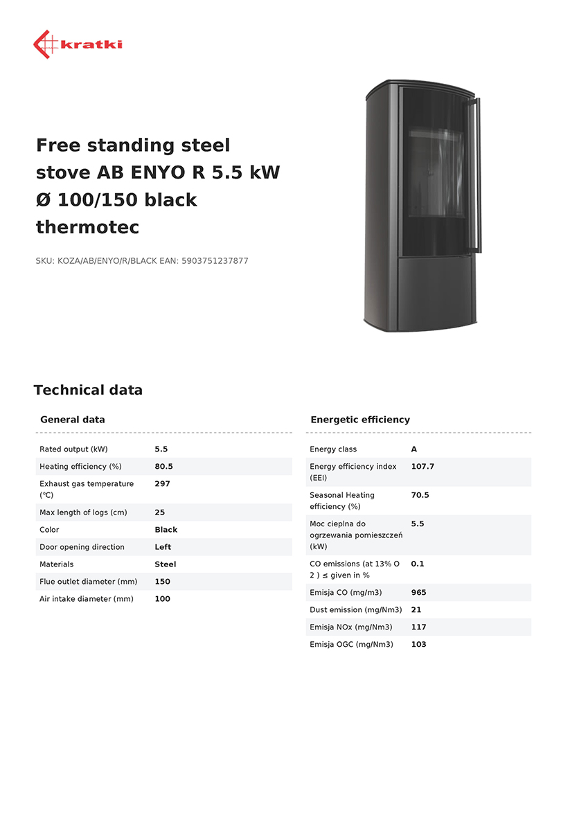 KRATKI KOZA/AB/ENYO/R/BLACK 5,5KW ECODESIGN (40-60M2) ΕΝΕΡΓΕΙΑΚΗ ΣΟΜΠΑ ΞΥΛΟΥ ΑΠΟ ΧΑΛΥΒΑ ΜΕ ΜΑΥΡΑ ΚΕΡΑΜΙΚΑ TERMOTEC - Image 3