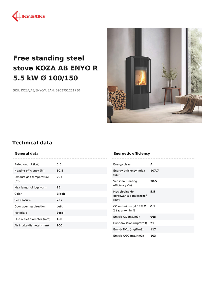 KRATKI KOZA/AB/ENYO/R 5,5KW ECODESIGN (40-60M2) ΕΝΕΡΓΕΙΑΚΗ ΣΟΜΠΑ ΞΥΛΟΥ ΑΠΟ ΧΑΛΥΒΑ ΜΕ ΛΕΥΚΑ ΚΕΡΑΜΙΚΑ TERMOTEC - Image 5